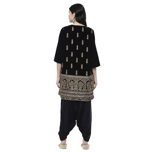 Biba Women Navy Blue Polyester Straight Kurta Pants Set_38