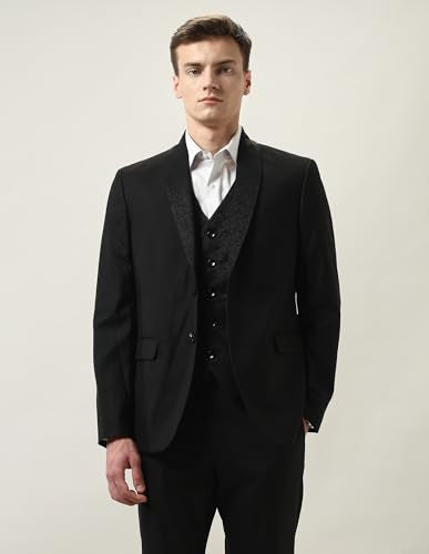Arrow Men's Dobby Three Piece Ceremony Suit (ARAKSU5501_Black_36)
