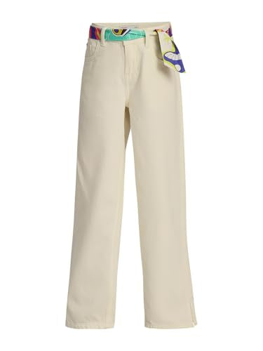 VERO MODA Girl's Solid Wide Leg High Rise White Jeans