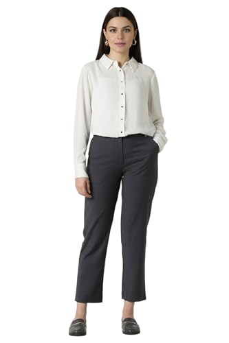Van Heusen Women Grey Solid Formal Regular Fit Trousers