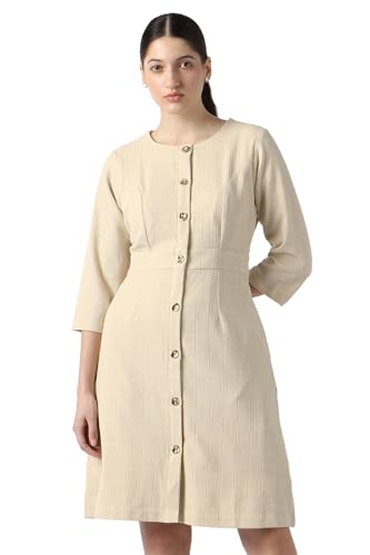 Women Beige Textured Formal Dress