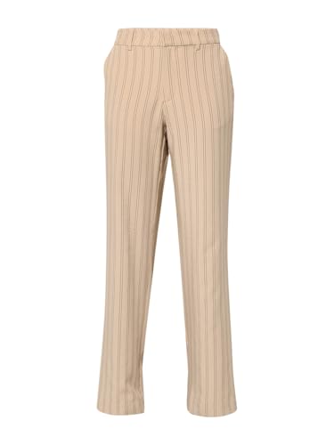 ONLY Women's Straight Fit Mid-Rise Beige Pants