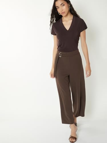 Max Women Solid T-Shirt (Brown_XS)