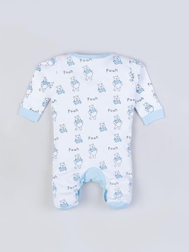 Torn Nation Newborn Baby Romper Set – 100% Cotton, 0-6 Months, 6-12 Months | 5-Piece Set with Full-Sleeve & Half-Sleeve Rompers, Bib, Gloves, Cap (blue pooh, 0-6 Months)