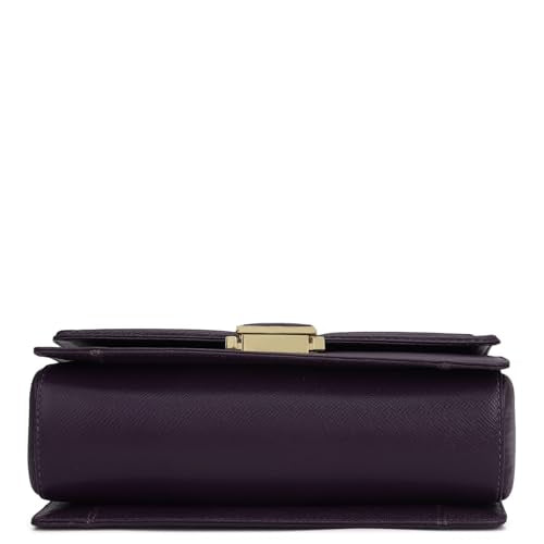 Da Milano Leather Satchel Bag for Women - Purple & Frost