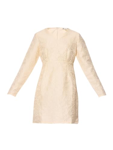 ONLY Women's Self Design A-Line Cream Dress