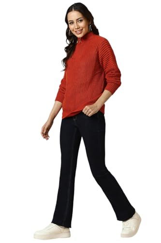 Allen Solly Women's Acrylic Crew Neck Sweater (AHSWCRGFJ94742_Red