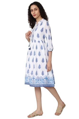 Van Heusen Women's Cotton A-Line Knee-Length Dress (VWDRNRGFQ34357_White
