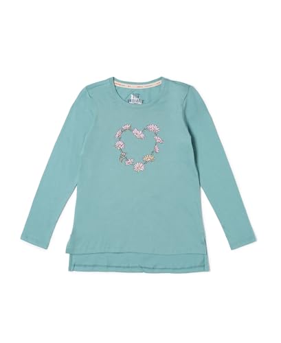 Jockey Girl's Super Combed Cotton Graphic Printed Regular Fit Full Sleeve T-Shirt_Style_UG11_Oil Blue_11-12 Yrs