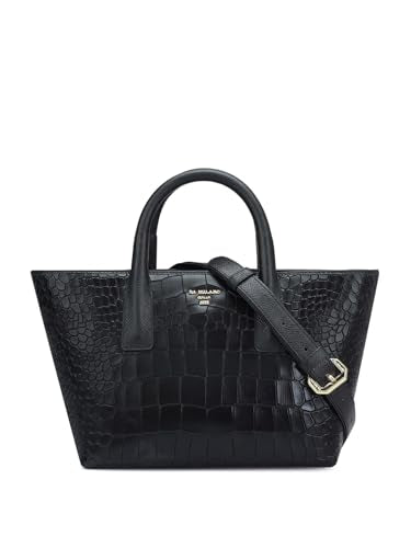 Da Milano Genuine Leather Black Satchel (Small) (01622)