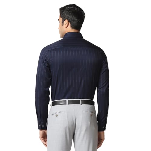 blackberrys Men Cherry Lacquer Luxe India Slim Fit Shirt | Rich Tone Solid Shirt with Full Sleeves, Structured Fit and Elegant Formal Appearance | Size 38, Color Blue