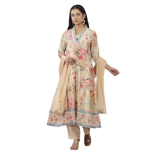 Rangriti Viscose Polyester Printed Kalidar Festive Kurta With Salwar And Dupatta