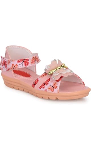 Kids Girl's Beautiful Butterfly Printed Sandals | Stylish Special Occasion Trendy Ankle Strap | Printed Lightweight (Pack Of 1) (pink, UK Footwear Size System, Toddler, Age Range, Medium, 4.5 Years, 5 Years)
