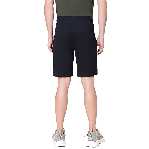 Van Heusen Athleisure Men Knit Shorts - Cotton Rich - Smart Tech, Easy Stain Release, Anti Stat, Ultra Soft, Quick Dry_50002_Black_L
