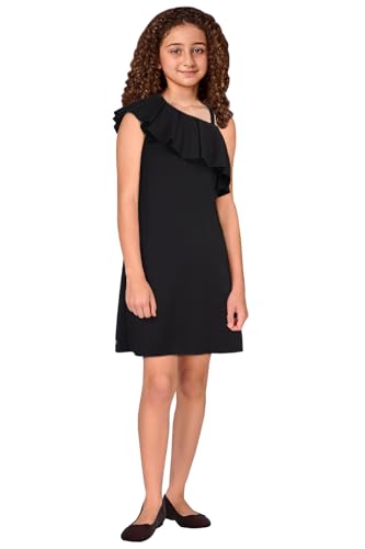 Allen Solly Girl's Cotton Modern Knee-Length Dress (AGDRORGFS78087_Black