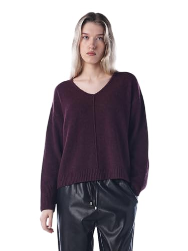 ONLY Women's Solid Regular Fit Maroon Sweater