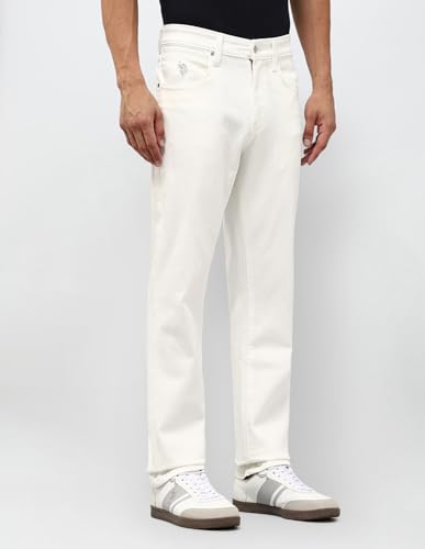 U.S. Polo Assn. Denim Co. Men's Harold Slim Straight Fit White Jeans (UDJEN2024_White_40)
