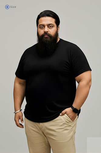 BRATMAZ Plus Size Men's Cotton T-Shirt, Black, Crew Neck, Half Sleeve, Casual Wear (in, Alpha, 3XL, Plus)
