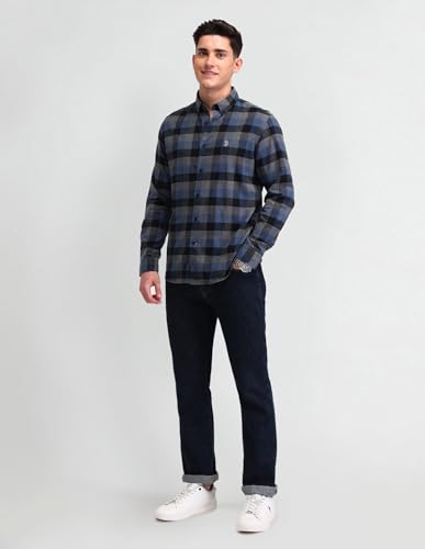 U.S. POLO ASSN. DENIM CO. Buffalo Checked Slim Fit Shirt (UDSHT1430_Blue_39)