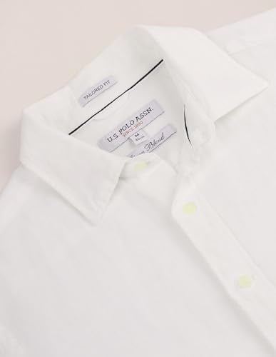U.S. Polo Assn. Mens White Solid Collared Neck Long Sleeve Men's Casual Shirts (USSHTC0089_White_44)