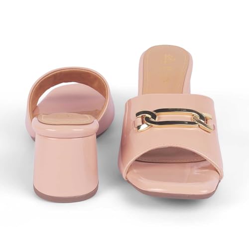 tresmode ADARE Women's Block Heel Sandals Footwear Pink, 3 UK / 36 EU - Open Square Toe Soft Comfortable Casual Formal Office Fancy Shoe Wear