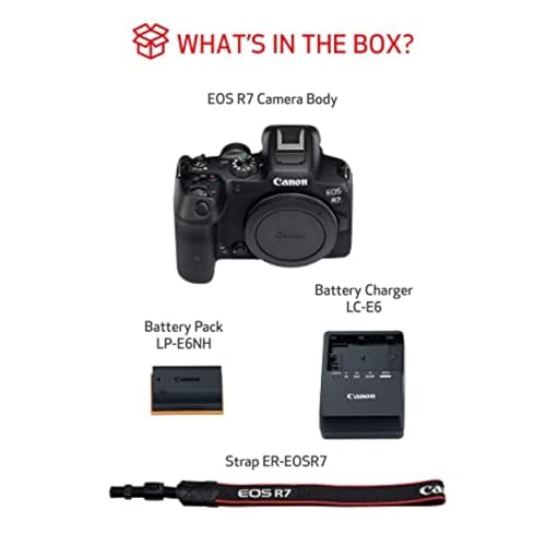 Canon EOS R7 Mirrorless Camera Body, 32.5MP APS-C CMOS Sensor, 4K60 Video, Dual Pixel CMOS AF II, IBIS, Wi-Fi/Bluetooth, Bundle w/ 64GB Card, Filter Kit, Extra Battery, 1-Year Warranty