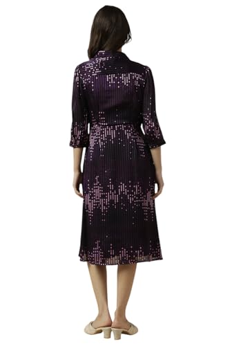 Allen Solly Women's Polyester Modern Knee-Length Dress (AHDRWRGF349841_Purple