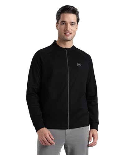 Jockey AM99 Men's Super Combed Cotton Rich Pique Fabric Jacket with Ribbed Cuffs_Black_M