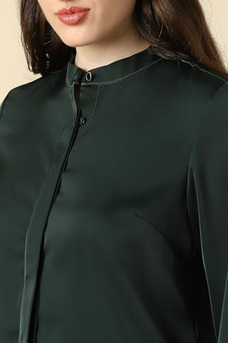 Women Green Solid Long Sleeves Shirt