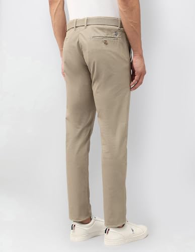 U.S.Polo Association Men's Denver Slim Fit Satin Trousers (USTRO160D_Brown_36)