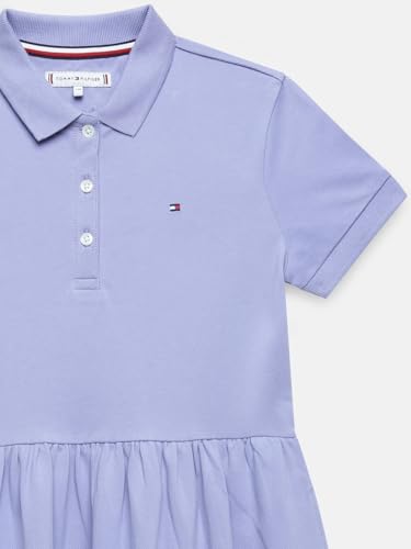 Girls Cotton Polo Collar T-Shirt Dress Purple