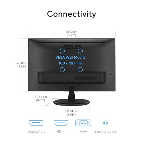 ASUS 22" Eye Care Monitor (VP229QF) - 100Hz, IPS, Full HD, 99% sRGB, Frameless, Adaptive Sync, DisplayPort, HDMI, Low Blue Light, Flicker Free, Wall Mount
