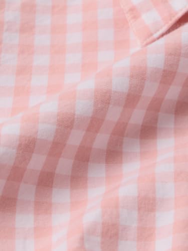 The Souled Store Picnic Plaid: Women and Girls Full Sleeves Spread Collar Pink Checked Cotton Slim Fit Smocked Waist Lightweight Easy to Style Trendy Summer Ready Shirt