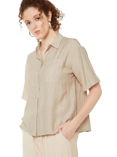 Max Women Textured Shirt (Beige_M)