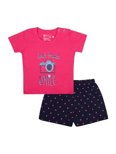 BODYCARE Girls Tshirt & Shorts Set - Fuchsia & Navy