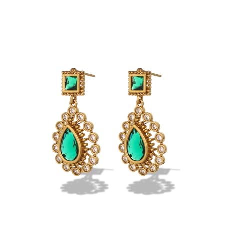 ZYRA JEWELS Celebrity Inspired Emerald Green AD Necklace Set | Gold Plated Kundan Style Traditional Designer Jewellery with Earrings for Women and Girls