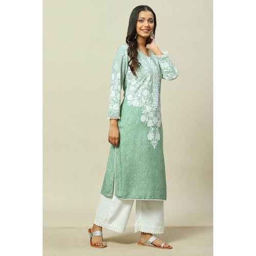 Rangriti Women Green Liva Straight Kurta_38