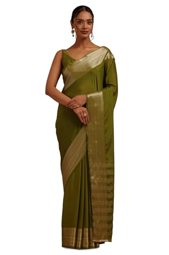 Soch Womens Green Georgette Zari Woven Saree