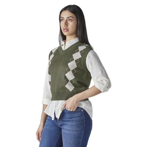 Levi's Women's Argyle Olive V Neck Sweater