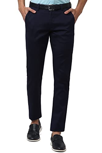 Men Navy Solid Trousers