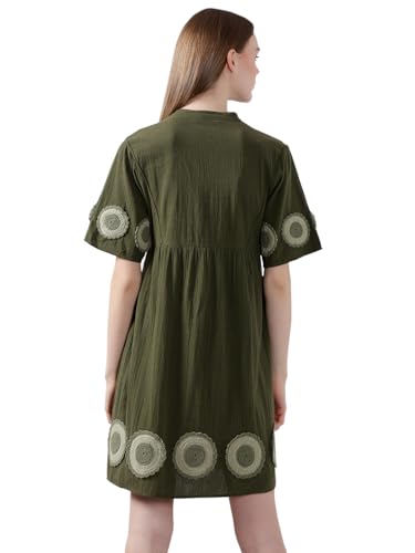 VERO MODA Women's Fit and Flare Green Dress