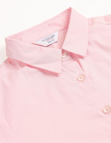 U.S. Polo Assn. Kids Regular fit Cotton Short Sleeves Shirt Collar Dresses (UGDRS0335_Pink_13-14Y)