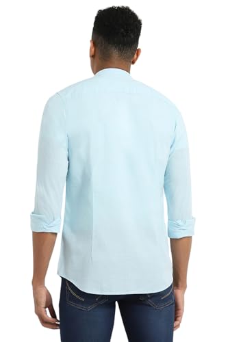 Allen Solly Cotton Men Slim FiT-shirt (Assfwmofx67262_Sky Blue_42_Sky Blue_42)