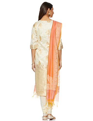 Aurelia Women's Synthetic Salwar Suit Set (18FED10759-79244_T-White_XL)