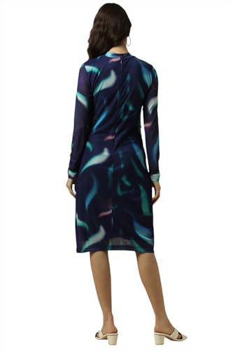 Allen Solly Women's Polyester Modern Knee-Length Dress (AHDRERGFB60992_Navy