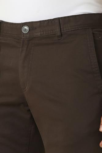 Men Brown Solid Casual Trousers