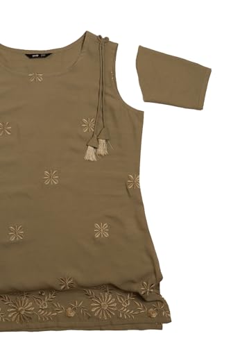 Soch Womens Sap Green Rayon Floral Embroidered Tunic