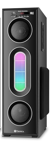 Tronica Banjo-4 Tower Bluetooth Speaker Deep Bass Home Theater with 50W Premium Signature Sound, Master Remote,RGB Lights and Free Wireless mic