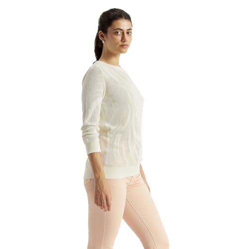 Levi's Women's Self Design Off-White Crew Neck Sweater