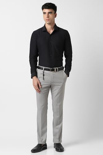 Van Heusen Men Grey Textured Trousers